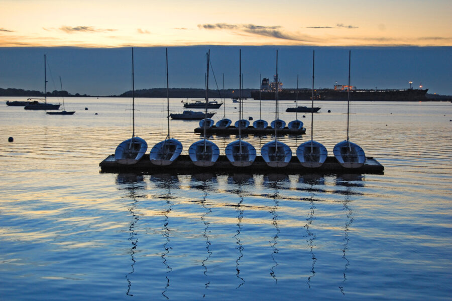 Boats at dawn in Portland Maine