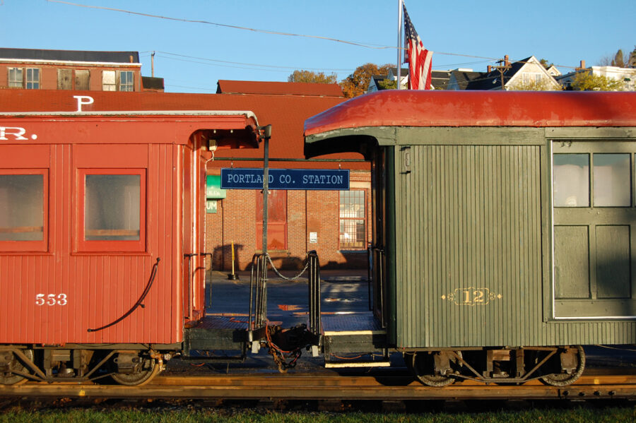 Portland Co. Station, narrow gauge antique trains