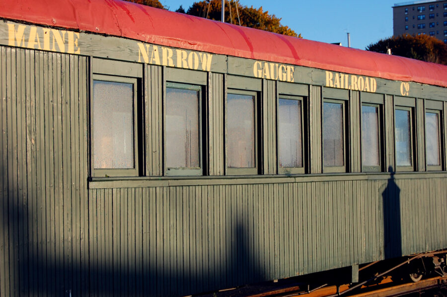 Antique train carriage at Portland Maine Narrow Gauge Railroad