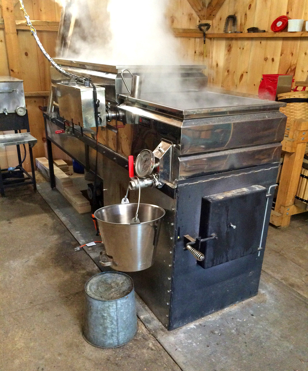 maple syrup being collected and boiled